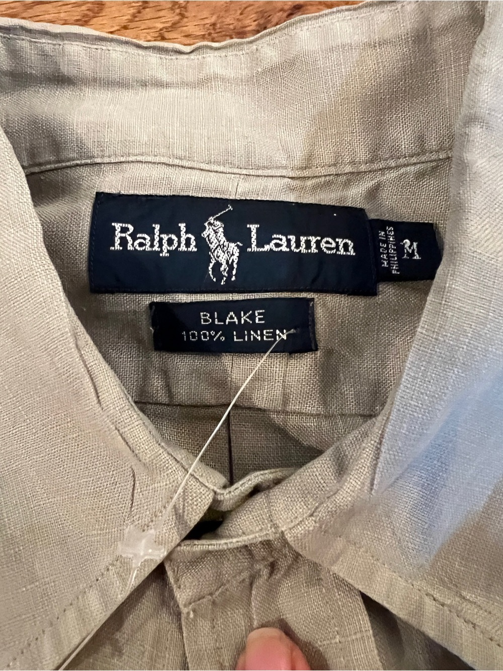 Ralph Lauren Men's Light Gray Button-Down Linen Dress Shirt